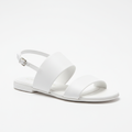 Women's Minimalist White Flat Sandals – Elegant Open-Toe Slingback Summer Shoes