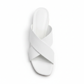 Women's White Crisscross Slide Sandals – Minimalist Flat Open-Toe Slip-On Sand