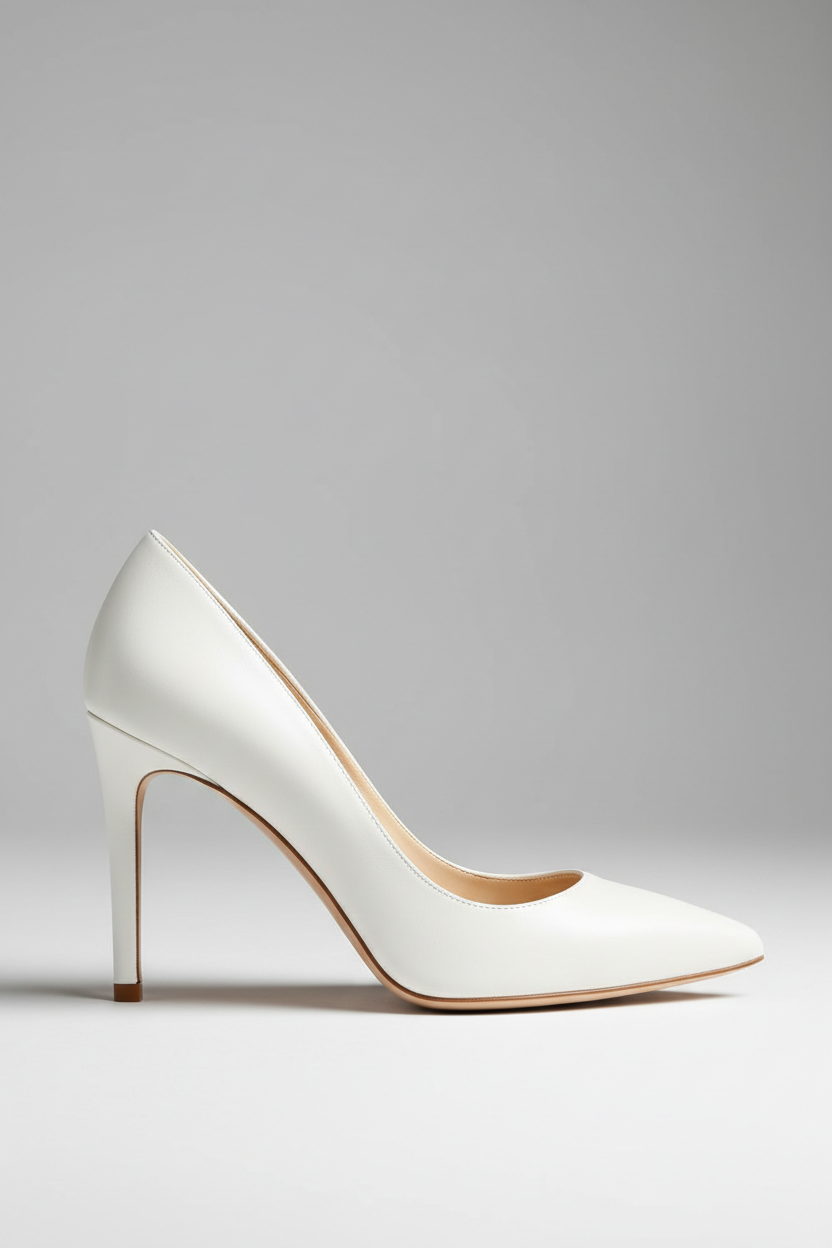 Women's Classic White Pointed Toe Stiletto Pumps – Elegant High Heel Dress Shoes