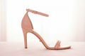 Women's Blush Pink Minimalist Stiletto Heeled Sandals with Ankle Strap