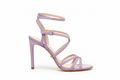 Women's Lavender Strappy Stiletto Heeled Sandals with Double Ankle Strap