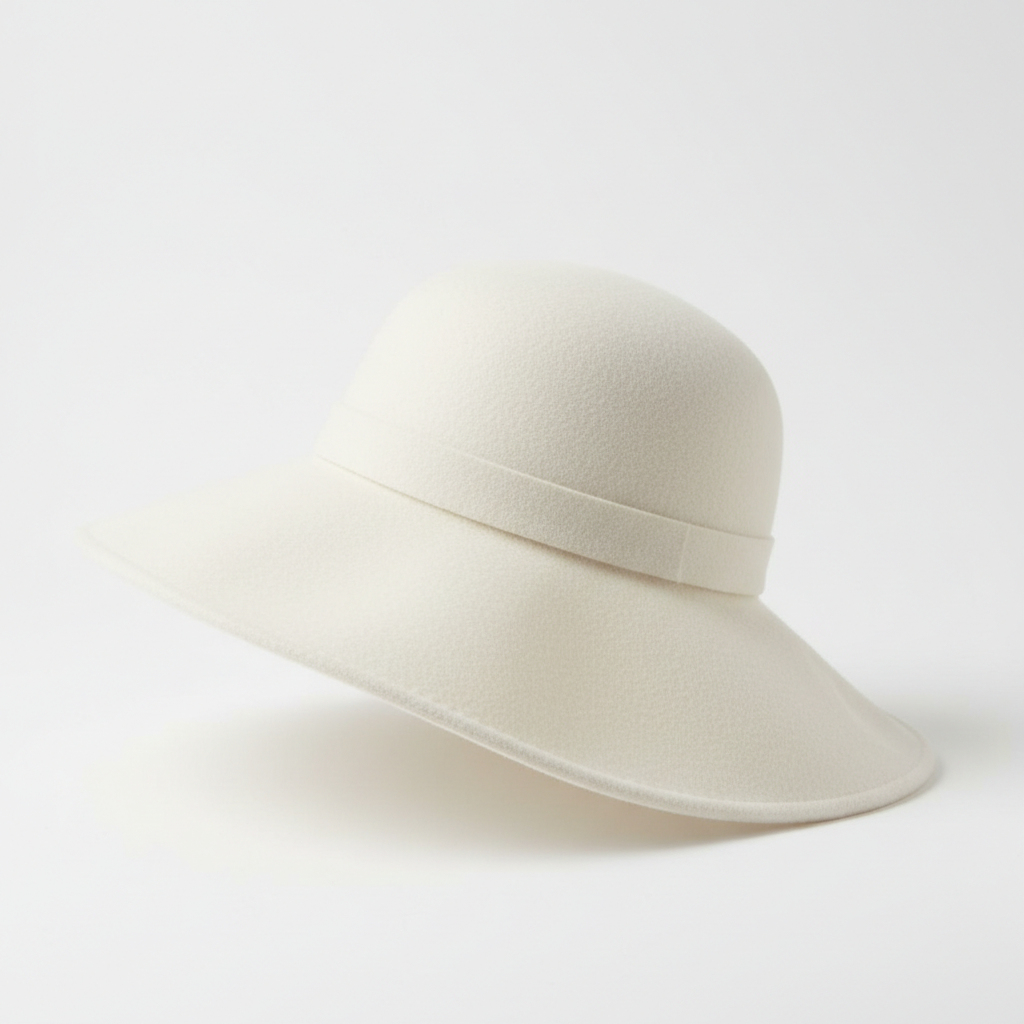 Wide-brim cloche / elegant sun hat.