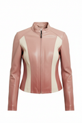 Color Block Zip-Up Tailored Jacket – Modern Stand Collar Slim Fit Outerwear