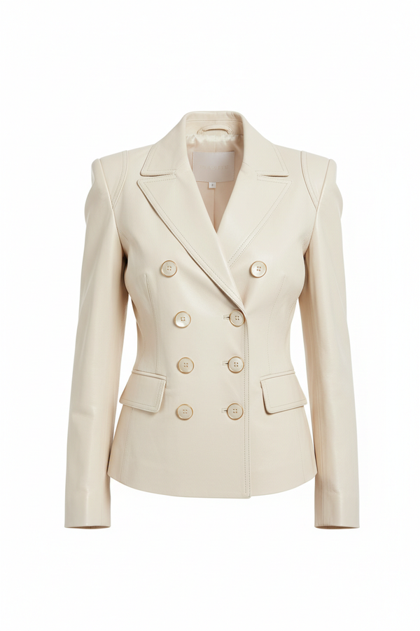 Elegant Double-Breasted Tailored Blazer – Classic Structured Formal Jacket