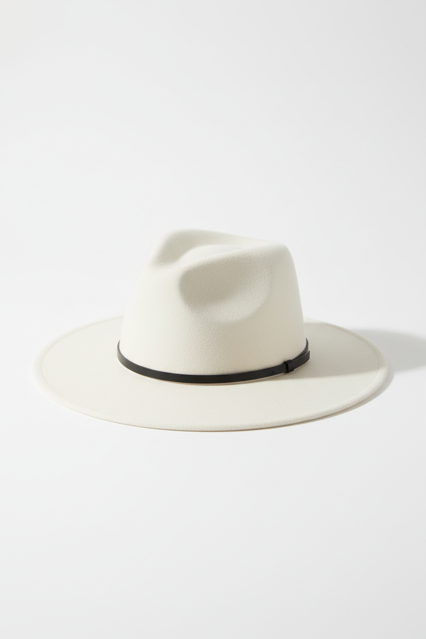 Classic Wide-Brim Fedora Hat – Ivory White