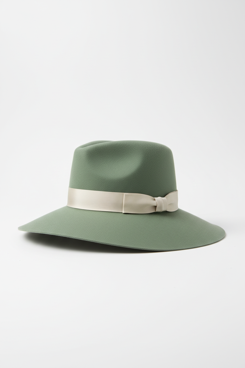 Elegant Wide-Brim Sun Hat – Sage Green