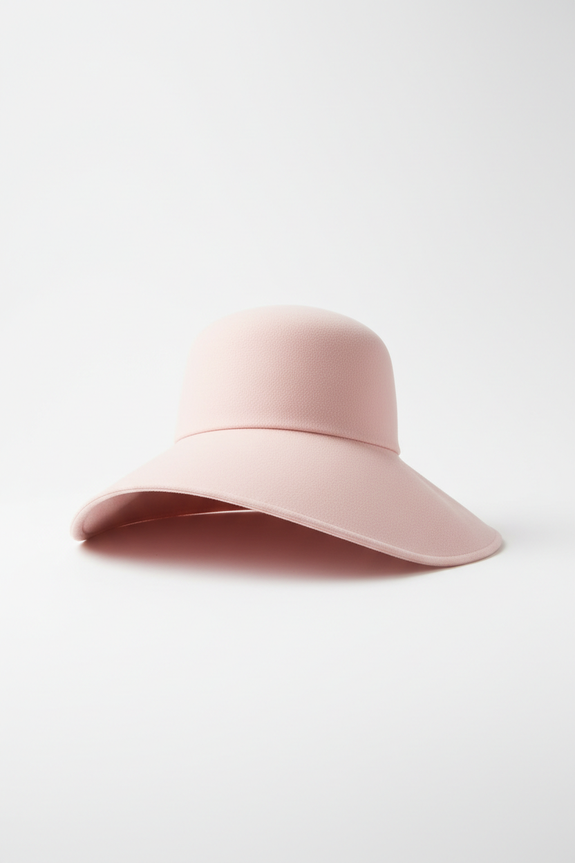 Elegant Wide-Brim Sun Hat – Soft Blush Pink