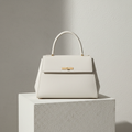 Elegant White Structured Leather Handbag