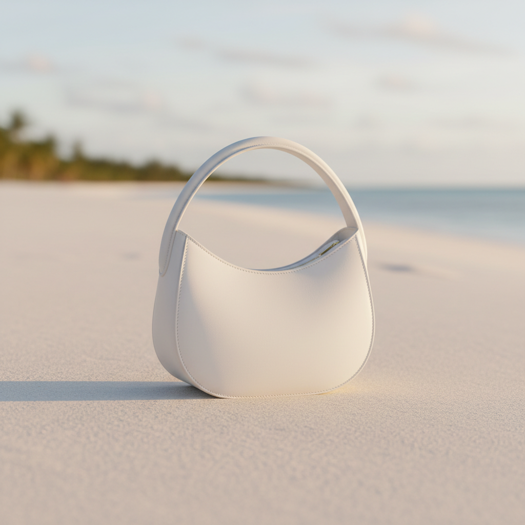 Elegant White Leather Handbag