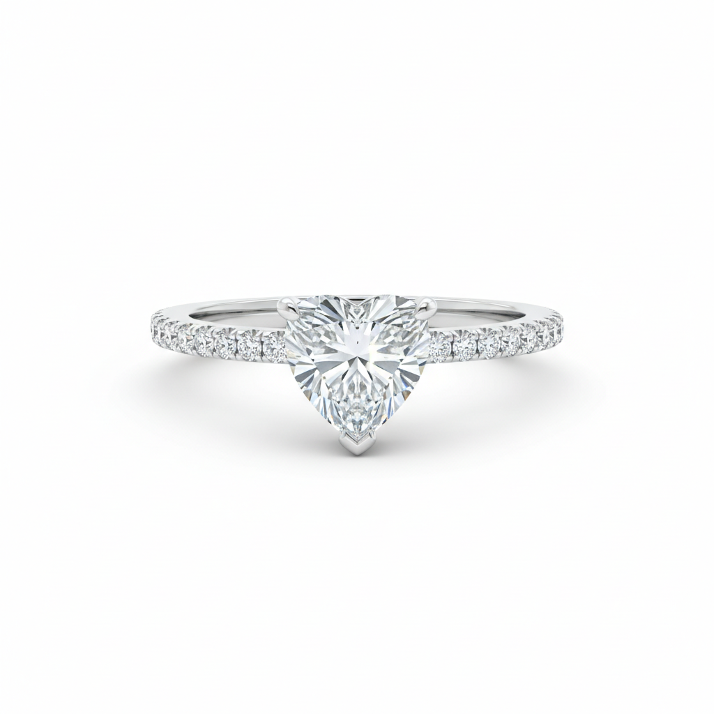 Elegant White Gold Ring with a Heart-Cut Diamond