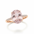 Elegant Rose Gold Ring with an Oval-Cut Blush Pink Gemstone